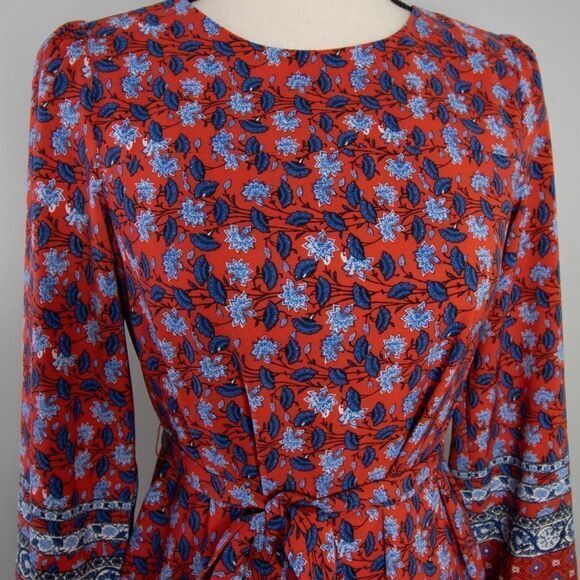 NWOT LOFT BORDER FLORAL TIE WAIST DRESS,XS - Picture 7 of 16